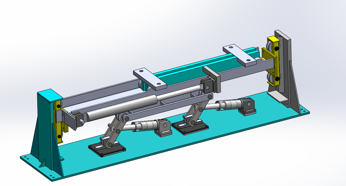 重型焊接H型钢梁翻转装置3D图纸 Solidworks设计